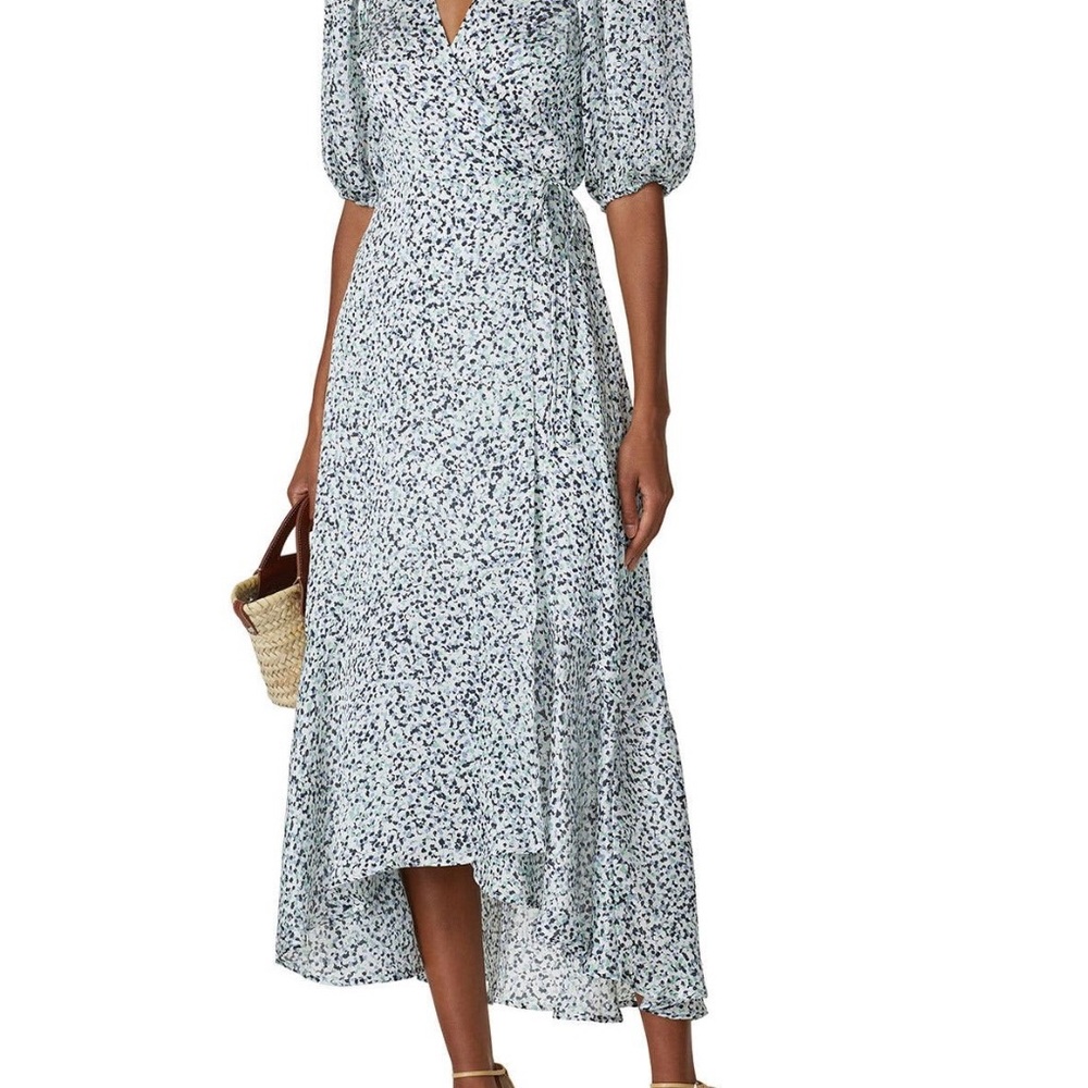 Club Monaco Green and Blue Midi Wrap Sundress